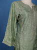 Sage Green Floral Embroidery Raw Silk Salwar Suit - Diadem