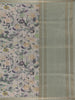 Sage Green Floral Printed Semi Tussar Silk Saree - Diadem