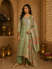 Sage Green Floral Thread Embroidered Design Tissue Silk Straight Cut Salwar Suit
