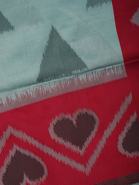Sage Green Geometric Heart Woven Tissue Silk Saree - Diadem