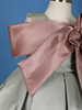 Sage Green Pleated Party Satin Frock with Rose Gold Oversized Bow - Diadem