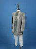 Sage Green Velvet Sherwani Set with Thread Embroidery - Diadem