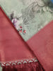 Sage Green Vintage Floral Printed Soft Silk Saree - Diadem