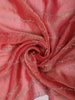 Salmon Pink Abstract Stone Embellished Design Crushed Fancy Saree with Designer Border