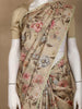 Sand Beige Floral Printed Tussar Silk Saree - Diadem