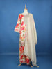 Off White Floral Printed Georgette Palazzo Salwar Suit - Diadem