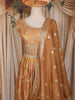 Sandal Floral Woven Design Silk Gown with Dupatta