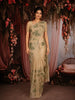 Sandal Lotus Embroidered Design Tissue Saree