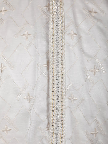 White Floral Designed Cotton Kurta Set - Diadem