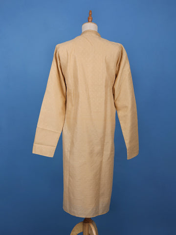 Sandal Beige Small Flower Designs Silk Kurta Set With Pant - Diadem