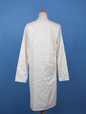 White Floral Designed Cotton Kurta Set - Diadem