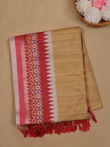 Sandal Solid Designed Soft Silk Saree - Diadem
