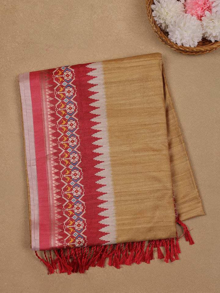 Sandal Solid Designed Soft Silk Saree - Diadem