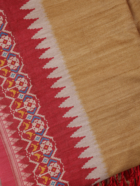 Sandal Solid Designed Soft Silk Saree - Diadem