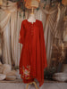Scarlet Red Floral Thread Embroidered Design Cotton Straight Cut Salwar Suit with Dupatta