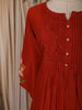 Scarlet Red Floral Thread Embroidered Design Cotton Straight Cut Salwar Suit with Dupatta