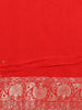 Scarlet Red Floral Zari Woven Banarasi Silk Saree with Designer Border