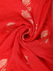 Scarlet Red Floral Zari Woven Banarasi Silk Saree with Designer Border