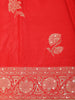 Scarlet Red Floral Zari Woven Banarasi Silk Saree with Designer Border