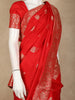 Scarlet Red Floral Zari Woven Banarasi Silk Saree with Designer Border
