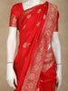Scarlet Red Floral Zari Woven Banarasi Silk Saree with Designer Border