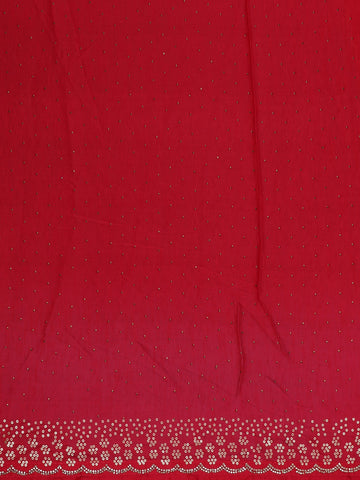 Scarlet RedScattered Dot Pattern Sequin Embellishment Organza Saree - Diadem