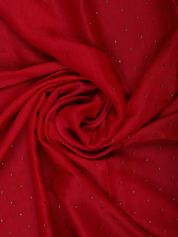 Scarlet RedScattered Dot Pattern Sequin Embellishment Organza Saree - Diadem