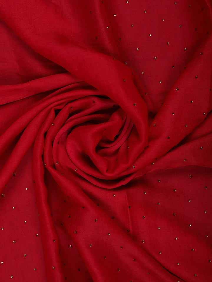 Scarlet RedScattered Dot Pattern Sequin Embellishment Organza Saree - Diadem