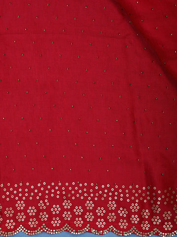 Scarlet RedScattered Dot Pattern Sequin Embellishment Organza Saree - Diadem