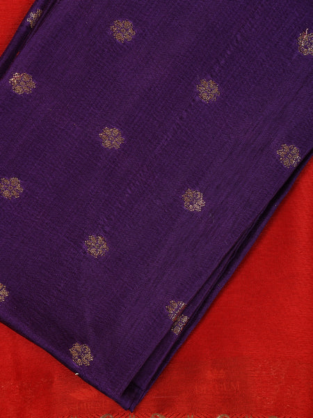 Scarlet Red with Gold Zari Paisley Border Mysore Silk Saree - Diadem