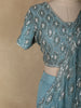 Sea Blue Geometric Sequins Embroidered Design Georgette Ready To Wear Saree with Designer Blouse