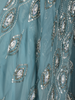 Sea Blue Geometric Sequins Embroidered Design Georgette Ready To Wear Saree with Designer Blouse