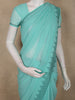 Sea Blue Stone Embellished Design Chiffon Fancy Saree with Designer Border