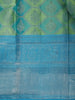 Sea Green And Sky Blue Floral Motif Woven Kanchipuram Silk Saree With Zari Border