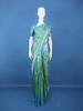 Sea Green And Sky Blue Floral Motif Woven Kanchipuram Silk Saree With Zari Border
