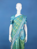 Sea Green And Sky Blue Floral Motif Woven Kanchipuram Silk Saree With Zari Border