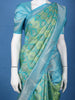 Sea Green And Sky Blue Floral Motif Woven Kanchipuram Silk Saree With Zari Border