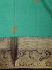 Sea Green Butta Woven Pure Kanchipuram Silk Saree With Navy Blue Zari Border