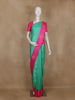 Sea Green Butta Woven Soft Silk Saree with Contrast Pink Border