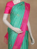 Sea Green Butta Woven Soft Silk Saree with Contrast Pink Border