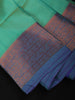 Sea Green Butta Woven Soft Silk Saree with Navy Blue Contrast Border