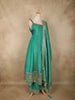 Sea Green Butta Zari Woven Design Tissue Silk Palazzo Suit