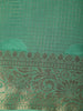 Sea Green Checked Mysore Silk Saree With Zari Floral Border And Circle Motifs