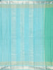 Sea Green Checked Woven Pure Kanchipuram Silk Saree with Silver Zari Border