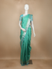 Sea Green Checked Woven Pure Kanchipuram Silk Saree with Silver Zari Border