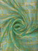 Sea Green Checked Zari Woven Design Pure Kanchipuram Silk Saree with Contrast Double Zari Border