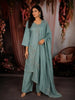 Sea Green Floral Beads Embroidered Design Tissue Silk Salwar Suit with Dupatta