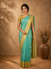 Sea Green Floral Butta Design Semi Tussar Saree with Contrast Zari Border