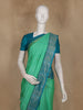Sea Green Floral Butta Woven Soft Silk Saree with Contrast Teal Blue Zari Border