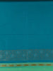 Sea Green Floral Butta Woven Soft Silk Saree with Contrast Teal Blue Zari Border